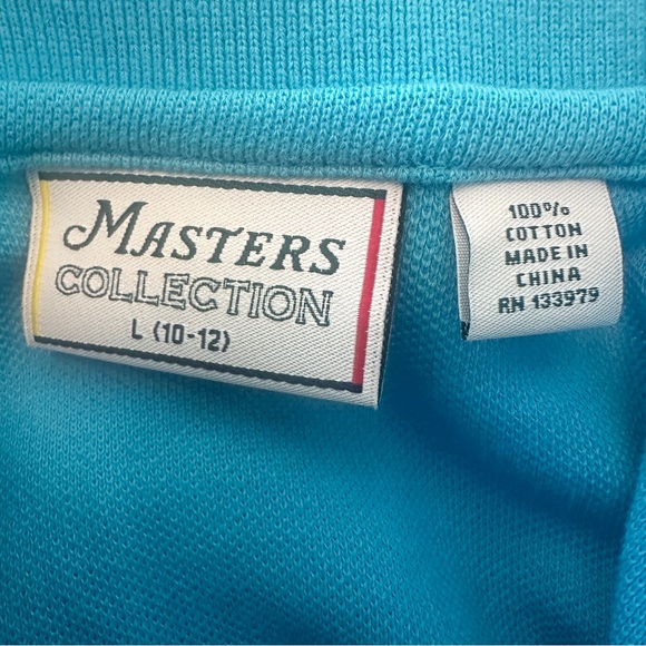 NWT Masters Golf Pique Puff Sleeve Aqua Blue Polo Shirt L 10 - 12 - Picture 5 of 6